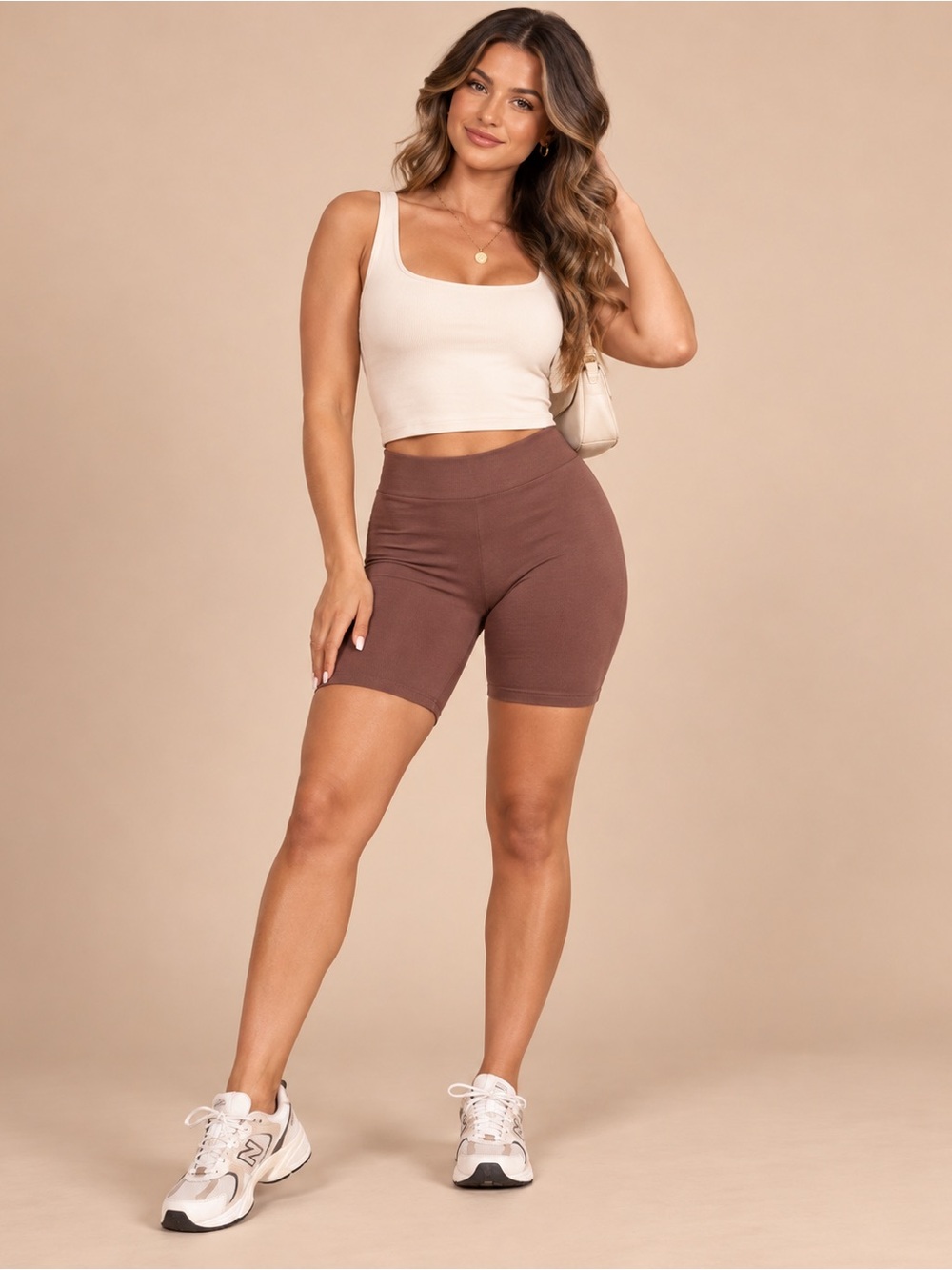 Naked Wardrobe Mama Malika The NW High Waisted Shorts Chocolate